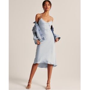 Abercrombie & Fitch Satin Tie Shoulder Slip Dress | SMALL